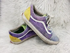 VANS Off The Wall 721356 Purple Yellow Blue Fuzzy Sneakers Mens Size US 10 EU 43