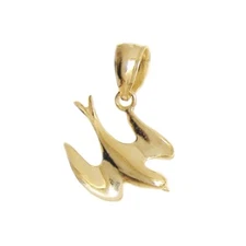 New 14k Yellow Gold Swallow Bird Pendant
