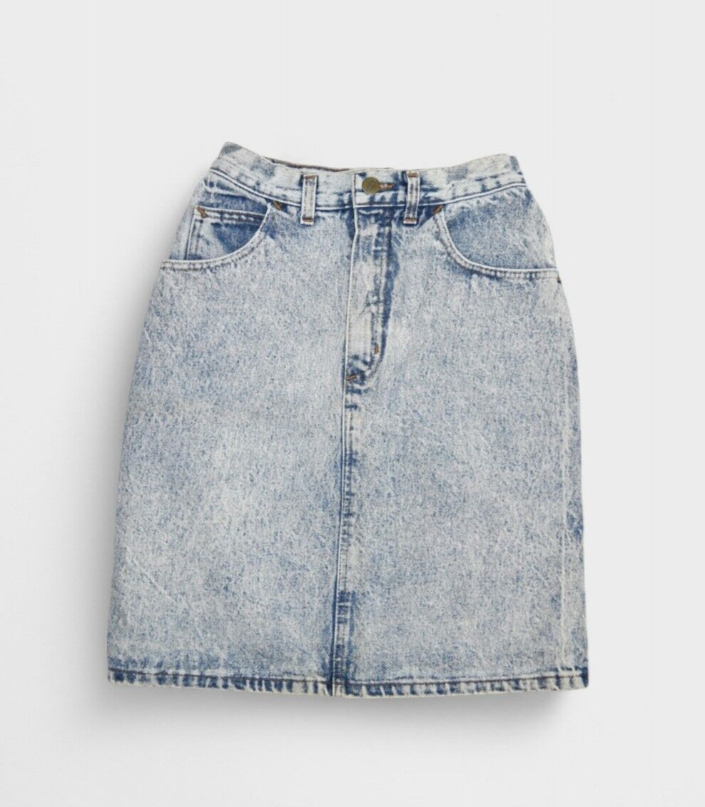 Vintage Forenza Skirt Womens 4 Denim Midi Acid Wash Jean Retro Pencil A Line