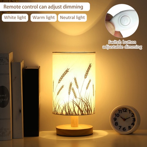 Modern Wooden Table Lamp LED Linen Night Light USB Powered Bedside Lamp JuxGH៚ - Picture 11 of 30