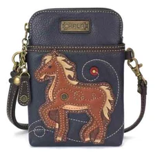 NEW CHALA HORSE COLT CELL PHONE CROSSBODY PURSE BAG ADJUSTABLE STRAP NAVY BLUE