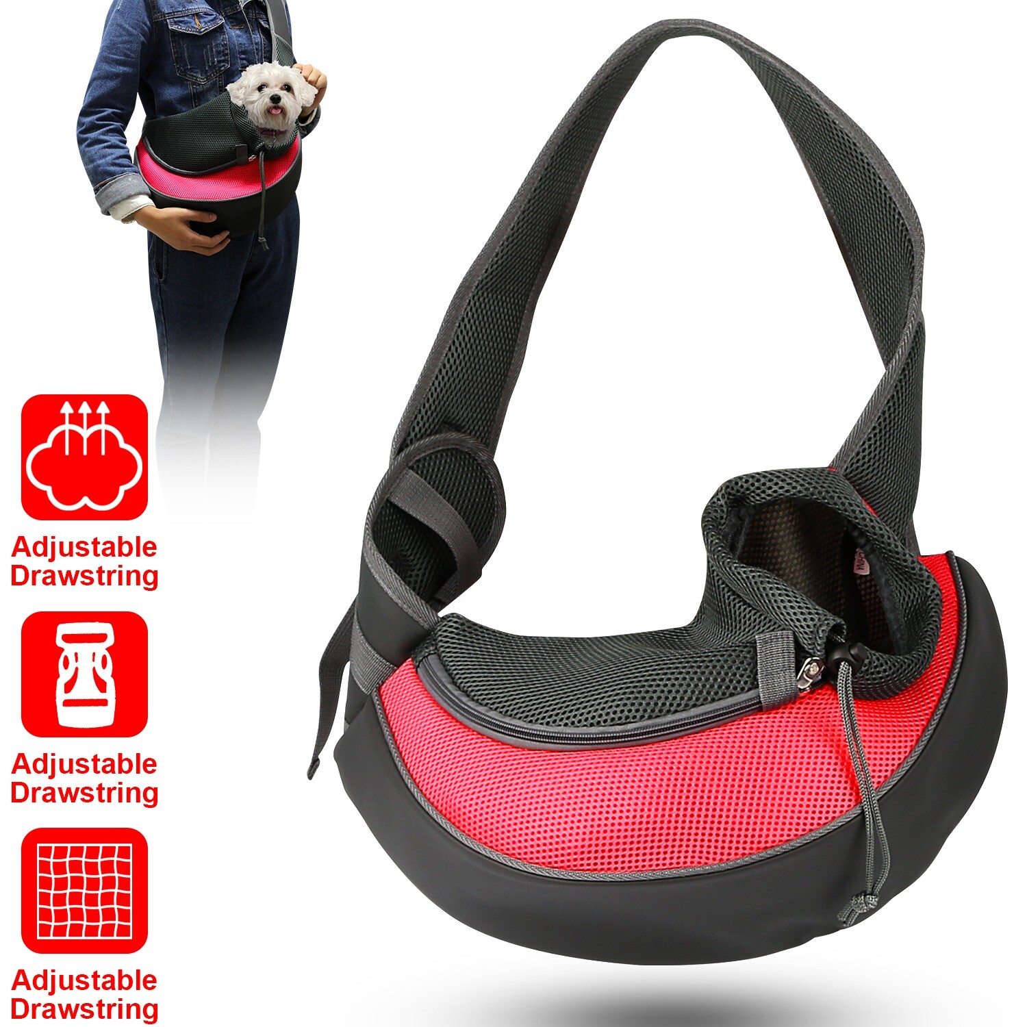 Small Pet Puppy Dog Mesh Sling Carry Backpack Carrier Travel