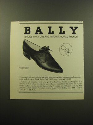 1959 Bally Adonis Shoes Ad - Bally Shoes that create international trends