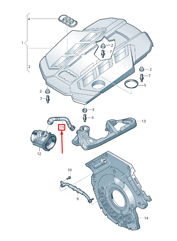 Tuyau de ventilation moteur Audi A4 B9 059103221Bp