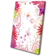 Floral Simple Colourful Flowers SINGLE CANVAS WALL ART Picture Print VA