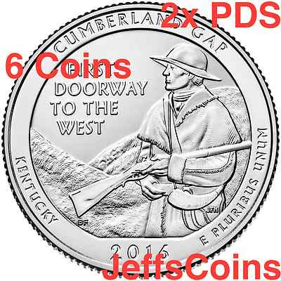 2016 2x PDS Cumberland Gap National Historical Park QUARTER SET 6 New P D S Mint