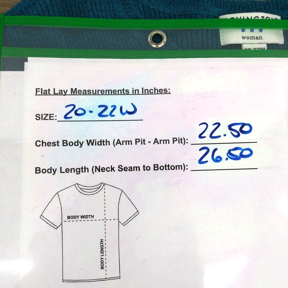 Camisa Covington Mujer Talla 20-22W Verde azulado Manga Corta Cuello Redondo Acanalado Tejido Top Foto 3 de 4