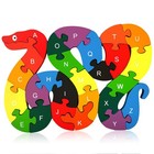 LovesTown Montessori Wooden Alphabet Puzzle for Toddlers, Snake ABC Learning ...
