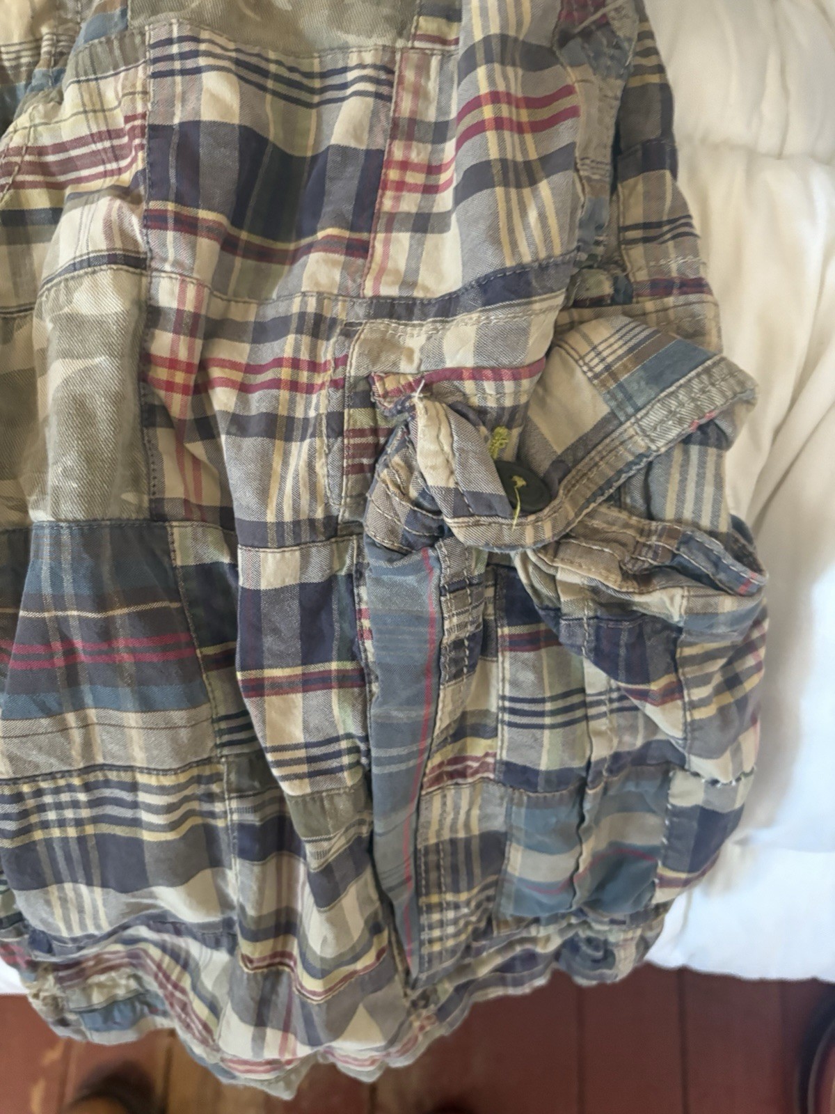 American Eagle Patchwork Madras Cargo Shorts Cott… - image 2