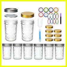 Clear Glass 8 Oz Mason Jars with Two Lid Styles for Versatile Kitchen Use