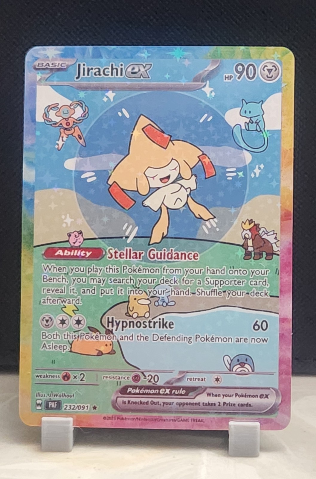 Pokemon Sparkle Holo Rainbow Boarder Cute Anime Shiny Jirachi EX Card