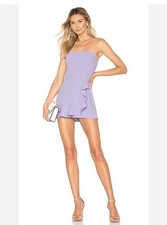 Amanda Uprichard Tricia Romper, Strapless, Ruffle, Periwinkle/Lavender, Size S