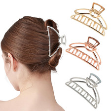 Metal Hair Clips for Women Hair Claw Clips Medium for Thick Hair 3 Pack Silver