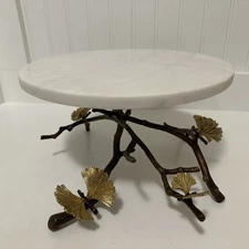 Michael Aram Butterfly Ginkgo Cake Stand White Marble 175789 New