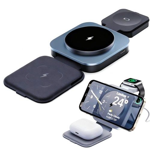 3 in 1 Charging Station for Apple Multiple Devices, Foldable Magnetic ...