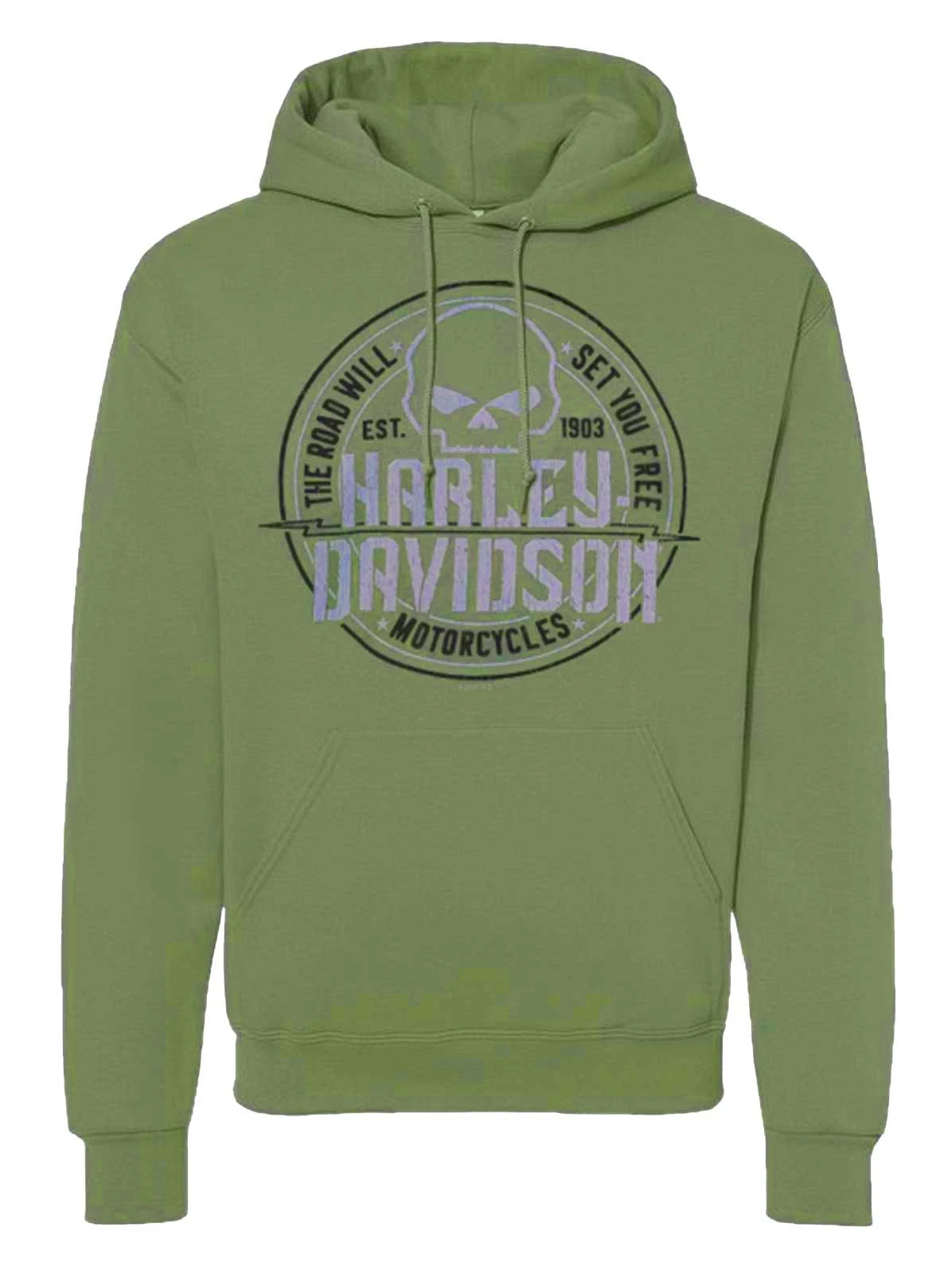 Harley-Davidson Men's Risk Skull Pullover Fleece Hoodie, Military Green