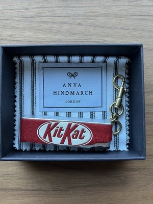 Anya Hindmarch Kit Kat Kitkat Charm Keychain Red Leather Bag Charm
