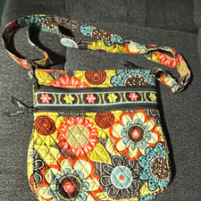 Vera Bradley Floral Multicolor Crossbody Bag, Zip Closure, Adjustable Strap