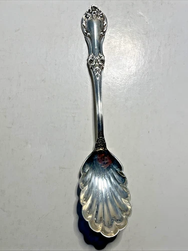Vintage Wild Rose International Sterling Silver Sugar Shell Spoon 6 1/4 in 32 g