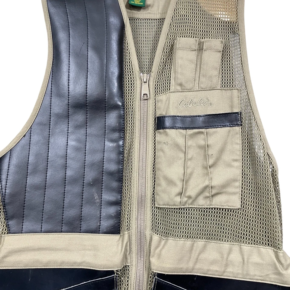 Cabela's Outdoor Small Reg Vest Hunting Polyester Knit Mesh Leather Trim - Image 3 of 4
