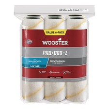 Wooster Brush RR727-9 Pro/Doo-Z Nap Rollers, 9" x 3/8" (6-Pack), White 