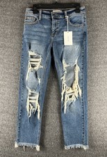 Cello Womens High Rise Slim BoyFriend Jeans 3 Medium Wash 28 