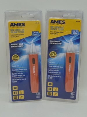 2 Pack Non Contact Voltage Tester Pen 50-600V AC Detector LED Ames NEW