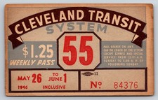 Cleveland Transit System Vintage 1946 Weekly Pass (#17)