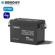 Renogy 12V 300Ah Core Mini Deep Cycle LiFePO4 Lithium Battery Backup Power IP65