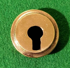 Small cast brass round flange escutcheon keyhole cover insert thread key drawer