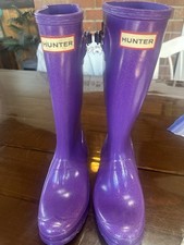 Hunter Girls Glitter Knee High Rubber Rain Boots Purple Size 5