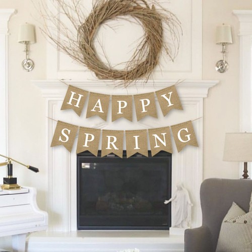 Mabula Banner Welcome Home Triangle Bunting Office Burlap Spring - Picture 10 of 11