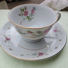 Japan Petite Rose Fine China Footed Cup and Saucer Set Replacement Discontinued