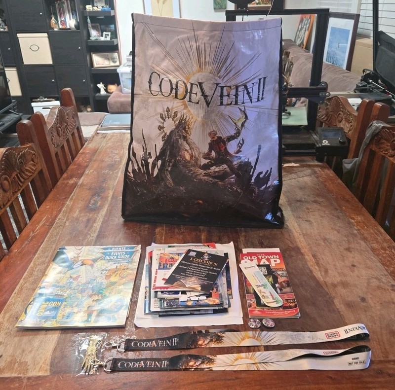 SDCC 2025 Comic Con Codevein II Bag, Event Guide, Pins