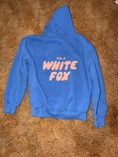 White Fox Vol.3 Blue Fleece Pullover Hoodie Graphic Print Women