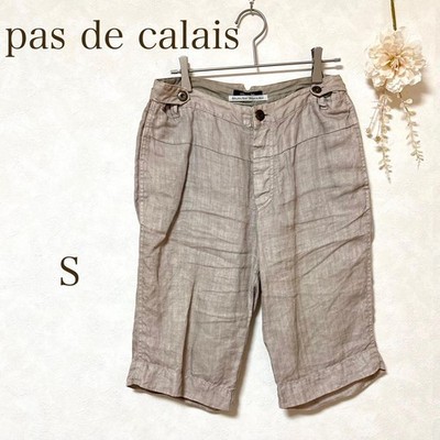 Pas de Calais Women's Casual Linen Cotton Half Pants Size S Beige
