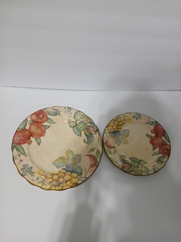 AMIATA Plate Set of 2 Pomegranate Design Made In Italy HTF *USED*