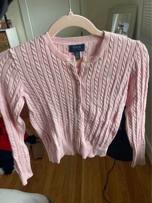 Polo Ralph Lauren Pink Pink Cable - Knit Button Down Sweater Size M