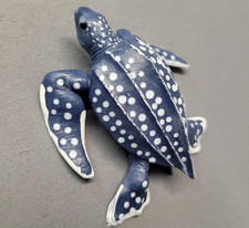Leatherback Sea Turtle Figure Blue White Polka Dot PVC Toy Ocean Marine Life Toy