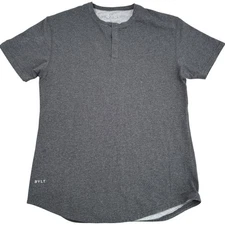 Bylt Shirt Mens Medium Gray Henley Drop Cut Lux Short Sleeve Stretch Tee Dark