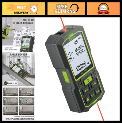 Dual Laser Distance Meter 393Ft/120M, Rechargeable Measurement Tool, Angle Senso