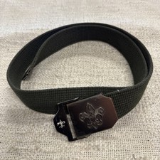 Boy Scouts of America BSA Green Canvas Webbing Belt Adjustable Metal Buckle
