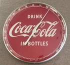 VINTAGE 1950'S DRINK COCA COLA IN BOTTLES GLASS ROUND 12" THERMOMETER ~ Works