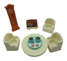 Lot of 8 Vtg Fisher Price Little People Chair Table Clock TV Living Room Set