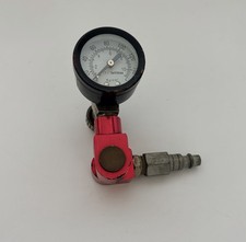 Devilbiss Tw Air Regulator Gauge 0-160 Psi Red Anodized Body Hose Barb Used