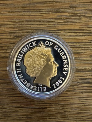 GUERNSEY | 2003 - £5, ''QEII Golden Jubilee'' .925 Silber PP, Kapsel,