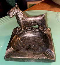 Vintage Brass Bronze Cast Metal Art Deco Terrier Scotty Dog Ashtray W.B. Mfg Co.