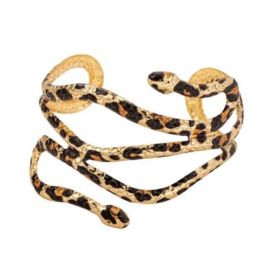 Exquisite Snake Shaped Leopard Print Metal Bangle Open Bracelet for Party Wear