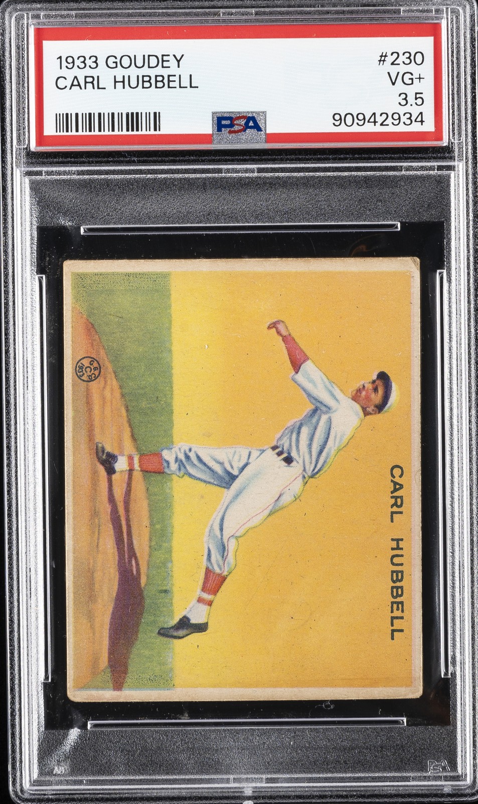 1933 GOUDEY #230 CARL HUBBELL ROOKIE RC PSA 3.5