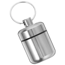 Small Titanium Pill Holder with Keychain Earplugs Coin